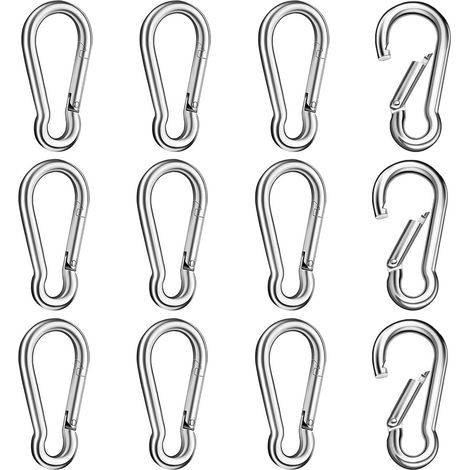 Mousquetons Acier Inoxydable Lot de 12 Résistants, Multi usages pour Sport, Camping, Animaux