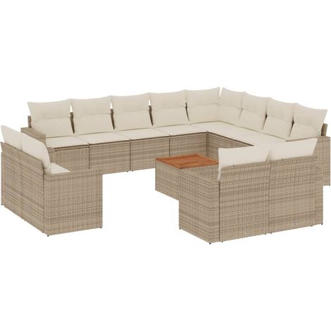 Maison Exclusive - Set sofás de jardín con cojines 13 pzas ratán (1/3)
