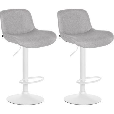 Lote de 2 taburetes de bar Solon Blanco Gris claro Tela (1/5)
