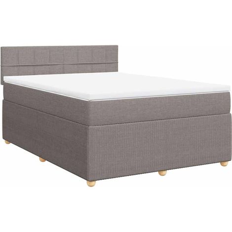 Maison Exclusive - Sommier à lattes de lit avec matelas Taupe 160x200 cm Tissu (1/5)