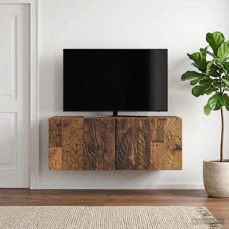 Wandmontierter TV-Schrank 78,5 x 31 cm Altholz Holzwerkstoff (1/5)
