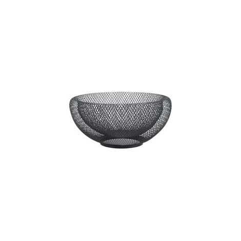 Corbeille à Fruits et légumes, en métal (Fer), Panier Rond, Double paroi, H x L : 10 x 25 cm, Noire (1/5)