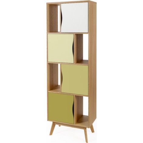 Bibliothèque Design "Avon" 191cm Chêne & Vert (1/2)