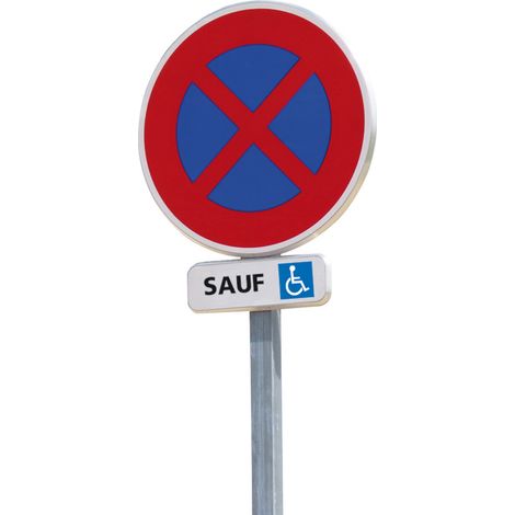 Signaletique.Biz France – Panneau de signalisation stationnement handicapé – Kit complet avec panneau 450mm, panonceau 500x150mm, poteau 2m et fixation – Aluminium galvanisé (1/5)