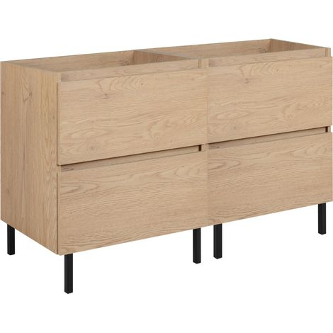 Mobile da bagno 120 cm (2x 60), piedini, Colore: Rovere Chiaro, 120 x 46 x 80,7 cm, senza piano di lavoro (1/5)