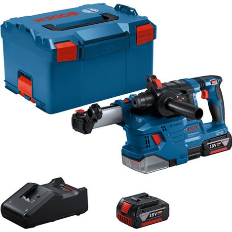 Bosch Akku-Bohrhammer GBH 18V-22 SDS-Plus, 2x 4,0 Ah Lader + GDE 18V-12 + L-BOXX