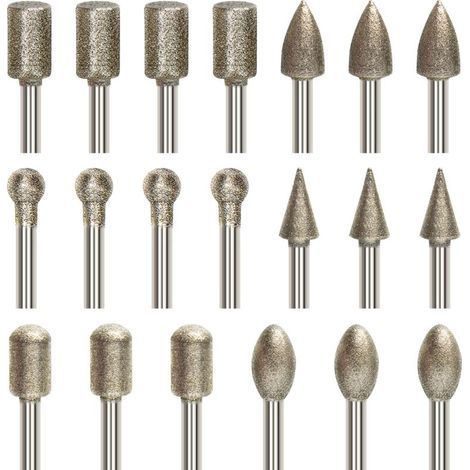 20 Pcs Ensemble de Fraises Rotatives Diamant, Jeu de Mèches de Gravure avec Tige de 3 mm (1/8\ (1/5)