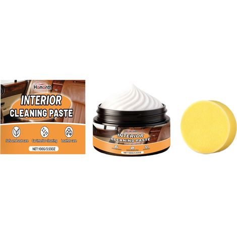 HOMONTH Nettoyant multi-usages pour cuir automobile, entretien quotidien des sièges et canapés intérieurs – 100 g + 1 éponge (1/5)