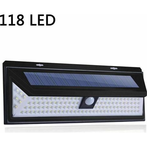 Applique solaire 118 LED Éclairage 1000 lumens avec capteur de mouvement PIR Étanche IP65 pour installation extérieure (1/5)