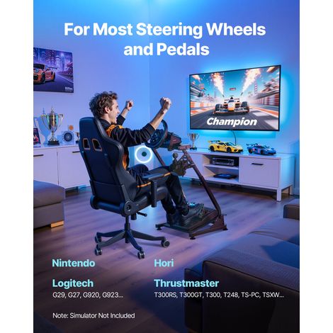 Support de Volant Course Pliable Cockpit Simulateur Course Réglable, Compatible avec Logitech G29, G27, G920, G923, Thrustmaster T3… (1/5)