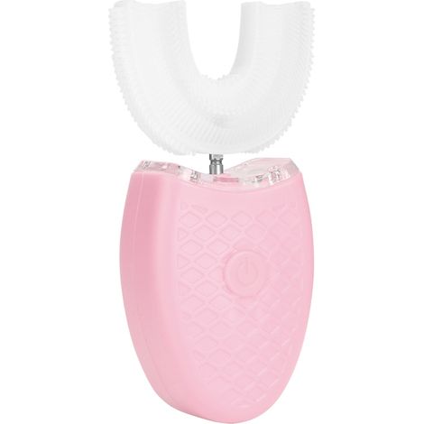 Wiederaufladbare elektrische Ultraschall-Zahnbürste aus Silikon in U-Form für den Haushalt zur Zahnaufhellung (Pink) (1/5)