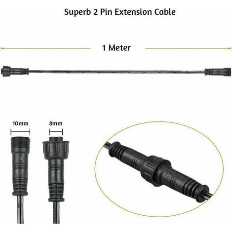 Câble rallonge étanche IP67 pour spots LED encastrables – Lot de 10, 1 mètre, 2 broches, connecteurs mâles et femelles (1/5)