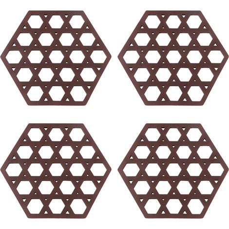 4 dessous-de-plat en silicone résistants à la chaleur, 15x13 cm, anti-dérapant, anti-adhérent, pour intérieur et extérieur (1/5)