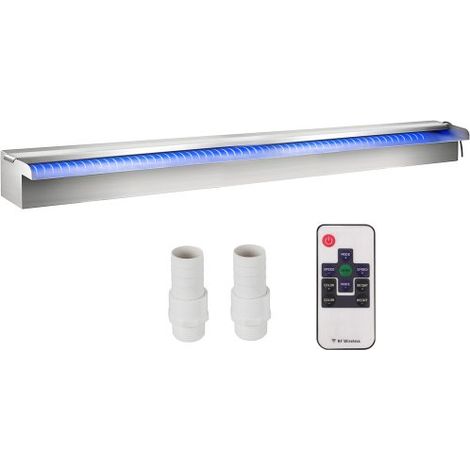 Fuente Rectangular para Piscina Acero Inoxidable Cascadas para Piscinas 151 x 11,5 x 8 cm Fuente de Piscina Exterior Flujo de Agua con Tira LED de Colores Cascada de Jardín Patio Estanque (1/5)