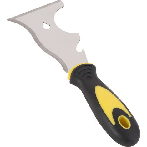Spatule de Peintre Multifonction en Acier Inoxydable avec Lame de 75 mm - Grattoir Multifonction avec Plaque de Frappe - Grattoir à Peinture avec Poignée Antidérapante (1/4)