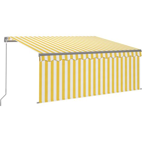 Tenda da Sole Tenda parasole Retrattile Manuale con Parasole 3x2,5m Gialla Bianca (1/5)
