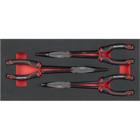 Premier Long Needle Nose Pliers Set with Tool Tray 3 Piece