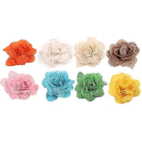 8 fleurs en toile de jute