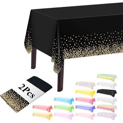Tischdecke 2-teilig, 137 x 274 cm, schwarz, rechteckig, wasserdicht und fleckenabweisend für den Innenbereich, ideal für Hochzeiten