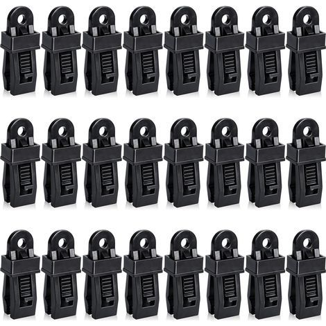 24-teiliges Set robuster Planenclips für Markisen, Camping, Wohnwagen und Autoabdeckungen, schwarz (1/5)