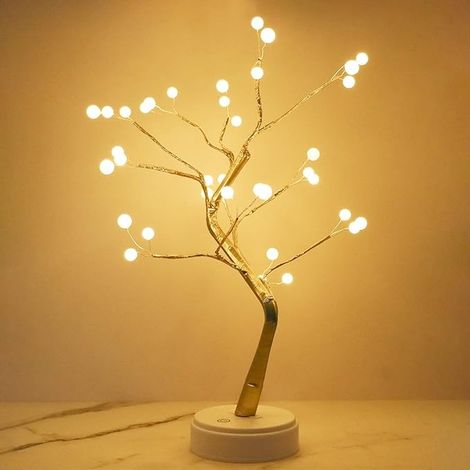 Christmas Tree Lights Pearl Tree Lights Christmas New Color Lights Copper Wire Tree Lights Touch Switch Full Of Stars Small Table Lamp (1/5)