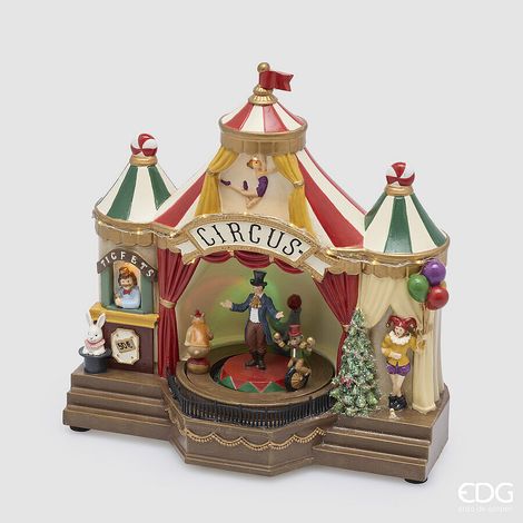 EDG Enzo De Gasperi Diorama Natalizia Circo LED H26x24x14 cm Verde Rosso con Musica e Movimento (1/5)