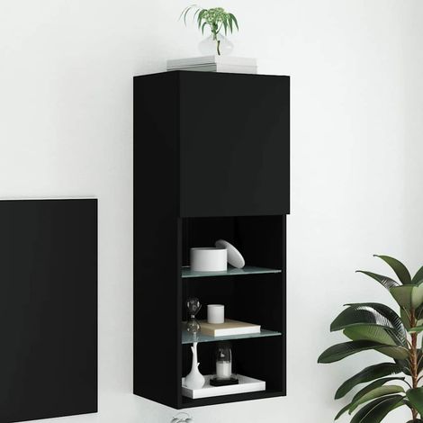 vidaXL Meuble TV avec lumières LED noir 40,5x30x102 cm (1/5)