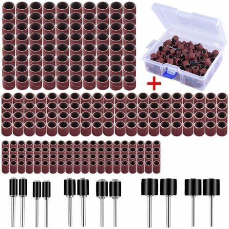 Ikodm – Kit de ponçage 252 pièces – 240 bandes 1/2', 3/8', 1/4' – 12 tambours avec mandrins – Pour lissage et polissage bois dur (1/5)