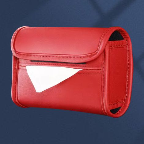 Porte-mouchoirs accoudoir résistant, cuir PU, boîte à mouchoirs siège arrière, organiseur de serviettes rouge (1/5)