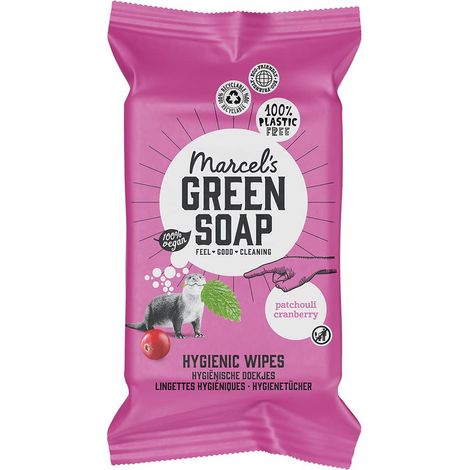 Marcel's Green Soap Salviette igieniche umide, 1 x 60 pezzi, patchouli e mirtillo a base di piante, ecologiche (1/5)