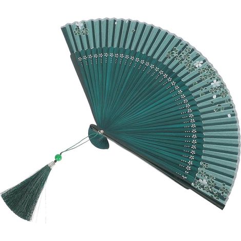 Éventail pliable vintage style Hanfu, à porter à la main, pour décoration DIY, 21 x 2,7 x 1 cm, 1 pièce (1/5)