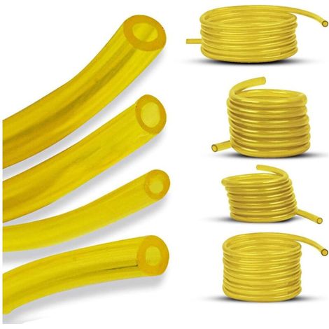 Tuyau d'essence en 4 tailles pour coupe-bordures, tronçonneuses, souffleurs, tondeuses à gazon et autres outils électriques à petits moteurs 2 temps Poulan, Craftsman, etc. - Jaune - Lot de 4 (1/5)