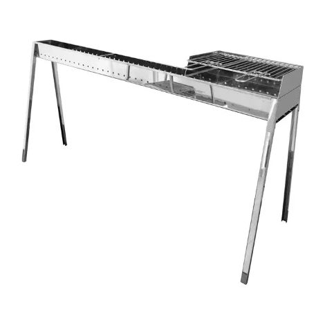 Barbecue à charbon portable en acier inoxydable – Cuiseur à brochettes 80 cm pour 50 brochettes – Brasero 40x30 cm – Montage rapide à baïonnette – Lisa (1/5)
