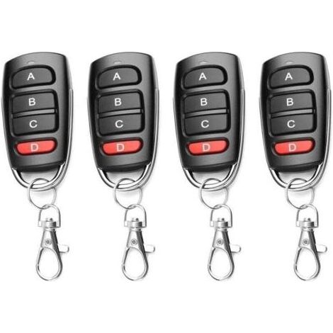 4PCS Telecommande Universelle Portail 433 Mhz, Duplicateur Porte de Garage Telecommande, Telecommande Garage Remplacement Sans Fil à 4 Boutons, Clonage Porte de Garage pour Porte Électrique (1/5)