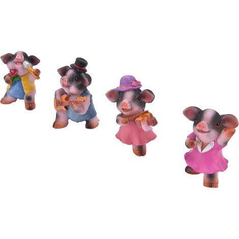 4 Figurines Cochons Mignons Décoratifs pour Salon, Chambre ou Bureau - Statuettes Cartoon Texturées