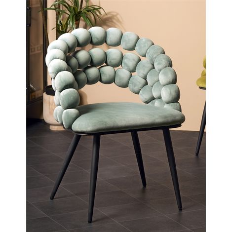 Nimpha Blauer Samtstuhl mit schwarzen Beinen 62x60x80 cm (1/5)