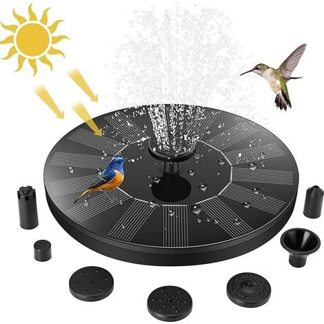 Fontaine Solaire Exterieure de Jardin, Pompe avec 7 Buses Abreuvoir Oiseaux Exterieur, Bains d'oiseaux, Etangs,Patio,Décoration de Jardin (1/5)