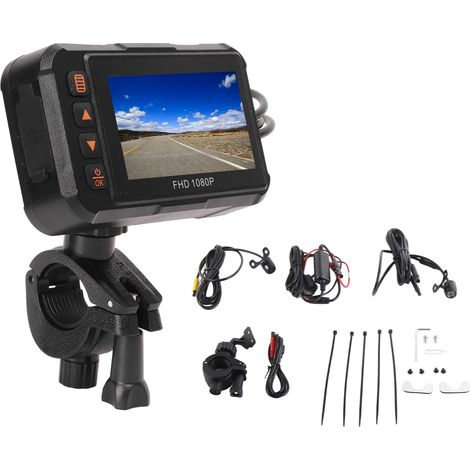 Caméra embarquée moto 3 pouces 1080P avanti arrière enregistreur de route boucle G-sensor monitoring stationnement étanche IP67 IP65 (1/5)