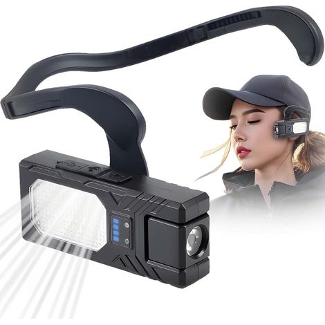 Lampada frontale portatile a LED ricaricabile, luminosità regolabile su 7 livelli, impermeabile IPX4, luce principale ruotabile di 180°, con cavo dati USB. (1/5)