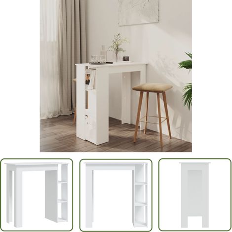 The Living Store Bartisch mit Regal Weiß 102x50x103,5 cm Holzwerkstoff - Esstisch - Bartisch - Bistrotisch - Stehtisch - Wohnzimmertisch (1/5)