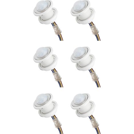 Lot de 6 mini détecteurs de mouvement 110-220 V PIR, détection intelligente, temporisation, détecteur d'induction infrarouge réglable (1/5)