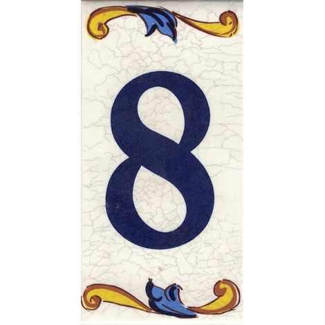 House numbers Mosaic letters and numbers Ceramic decal Names and addresses in ceramic Large design 7.5x15 cm number eight 8 (1/5)
