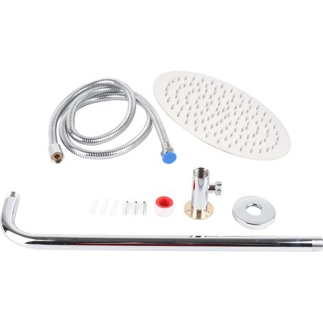 Pommeau de douche rond en acier inoxydable G1/2, fixation murale, 25 cm, ensemble de 10 pouces (1/5)