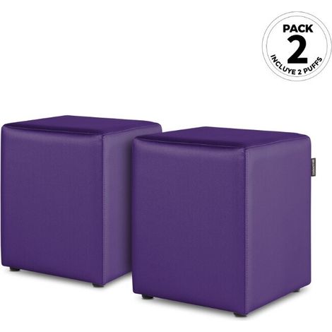 Puff Cubo Polipiel Lila PACK 2 UNIDADES Lila