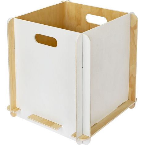 HMF Aufbewahrungsbox aus Holz zum Zusammenstecken, passend für Kallax, 32 x 32 x 32 cm, Weiß (1/5)