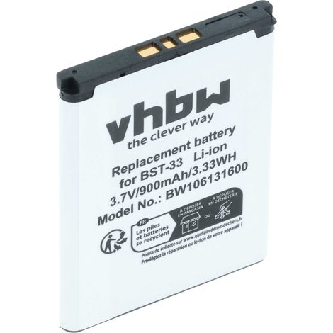 vhbw Akku kompatibel mit Sony-Ericsson W900i, W950i, Yari, W890i, W960i, Z250i, W830i, W850i, W880i Handy Smartphone Telefon (900 mAh, 3,7 V, Li-Ion) (1/5)