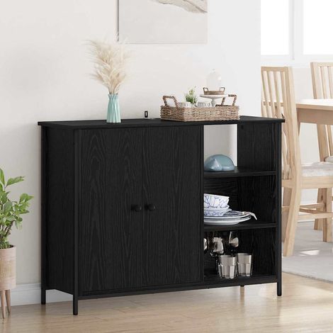 Buffet-Meuble de rangement Chêne noir 100 x 33 x 75 cm Bois d'ingénierie (1/5)