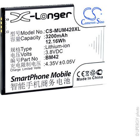 NX - Batterie téléphone, smartphone, GSM pour Xiaomi 3.8V 3200mAh - BM42 (1/3)