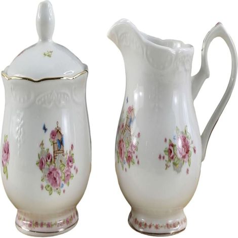 Pot À Lait - Sucrier - Porcelaine Renforcée - Rose - Pour Service Café Thé - 2 Pièces (1/5)
