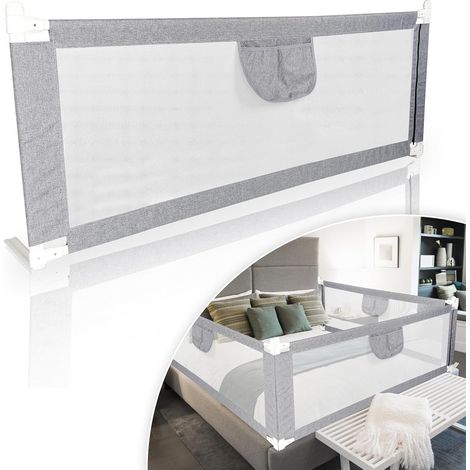 Barrière de lit 200 x 80 cm - Protection contre les chutes - Extra large - Protection contre les chutes pour bébés et tout-petits - Lit à sommier tapissier/lit familial - Hauteur réglable (1/5)